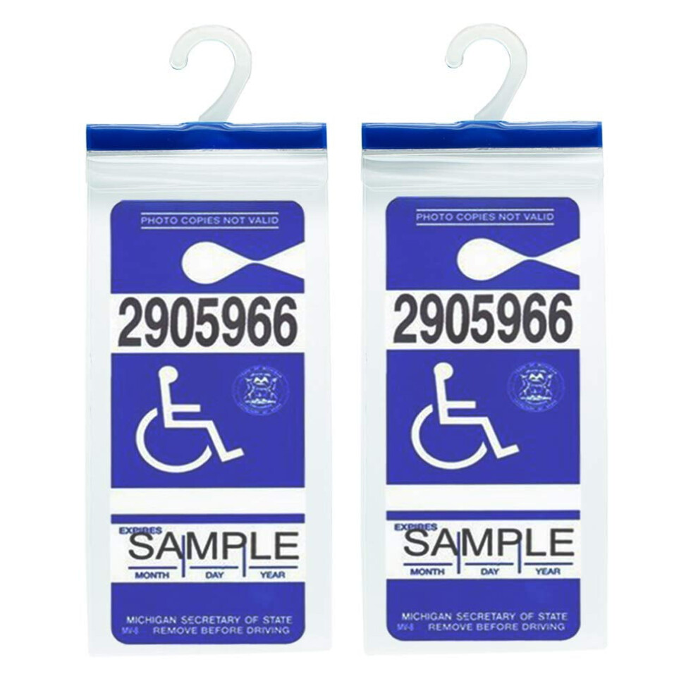 2Pack Handicap Placard Protector With Hanger, Permit Holder-Disabled Parking Permit Holder With Larger Hook-Clear-11Â L X 5 Â¼Â W 9423501781444