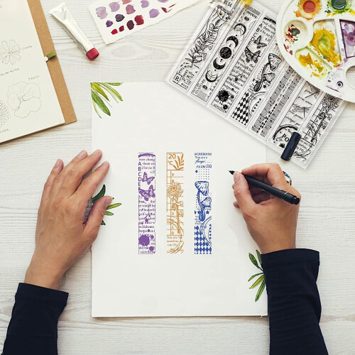 7Themes Vintage Clear Stamp Λουλούδι Πεταλούδα Λιβελούλα Φάση Ηλίανθος Μανιτάρι Μουσική Νότα 1