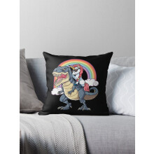 ASPORIC Einhorn reitet auf Dinosaurier T-Rex Lustige Einhörner Party Regenbogen-Truppe Dekokissenbezüge 1er-Pack Landhausstil Heimdekor