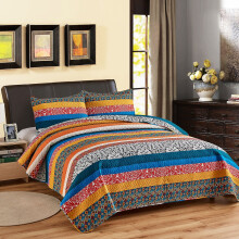 Ensemble de courtepointe JML 3 pièces, taille King, 234 x 264 cm, couvre-lit léger en microfibre imprimée.