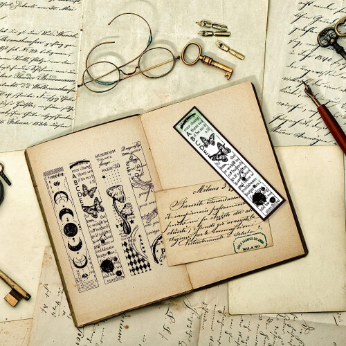 7Themes Vintage Clear Stamp Λουλούδι Πεταλούδα Λιβελούλα Φάση Ηλίανθος Μανιτάρι Μουσική Νότα 2