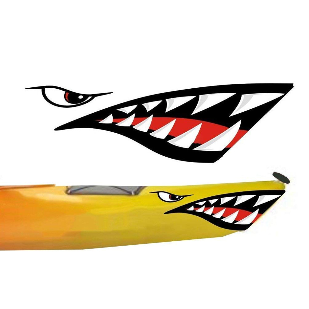 2Pcs Shark Teeth Decals Waterproof Pvc Stickers For Car Truck Kayak Canoe Fishing Boat Jet Ski 9044945778281