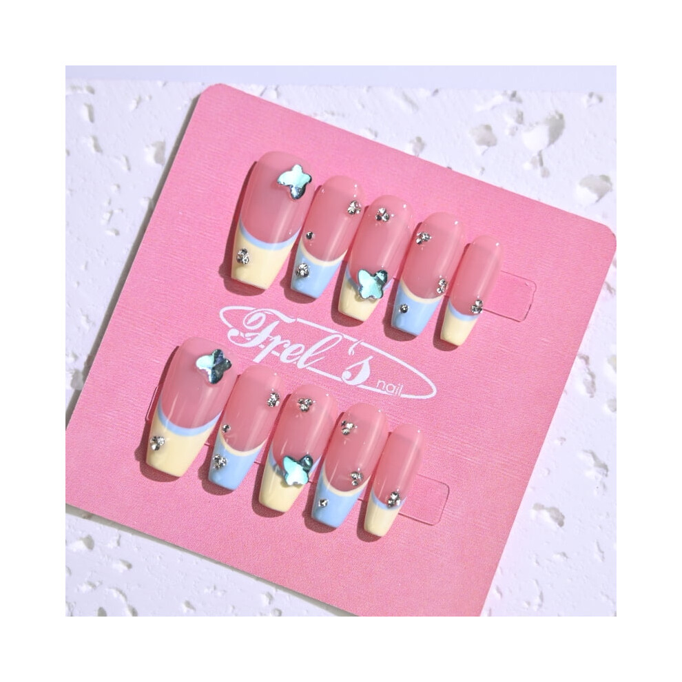 Frely's nail BALLERINA Sweetheart Milk Foam S,Handmade nail art,Press-On Nails, Holiday Gift Set with Holiday