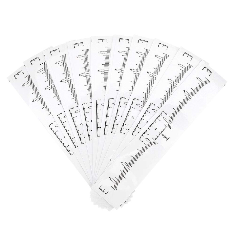 100 Pack Eyebrow Ruler Stickers for Symmetrical Shaping, Disposable Microblading Measurement Guide