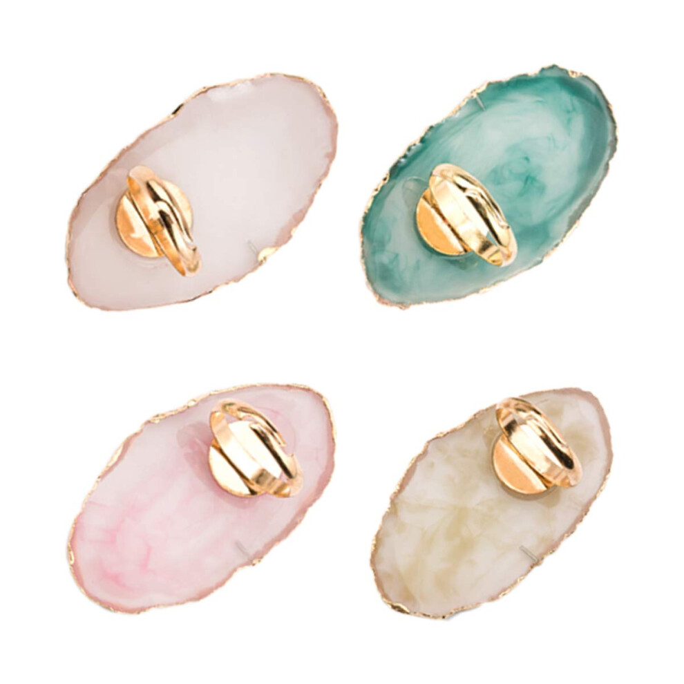 Nail Art Mixing Palette Set, 4pcs Mini Resin Ring Palettes for Gel Polish and Makeup, MultiColor