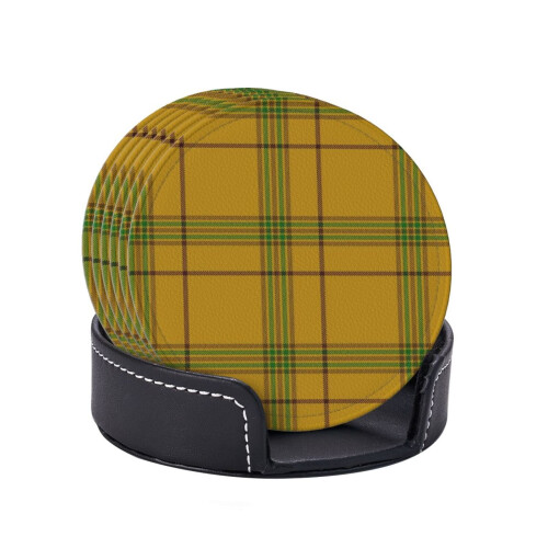 6 τεμάχια δερμάτινα σουβέρ, σουβέρ Clan Houston Tartan για ποτά, μαξιλάρι για ποτήρια, δώρο 1