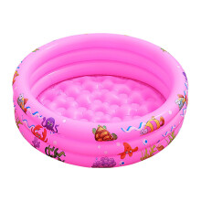 Inflatable Kids Pool Waterproof PVC Round Outdoor Pool with Drainage Hole for Toddlers and Family Pink