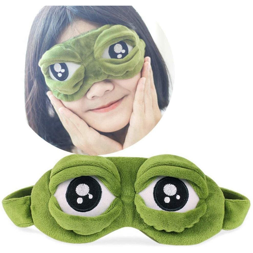 Light Cute Frog Sleep Mask Plush Cartoon Eye Cover Blocking Adjustable Fit For Travel