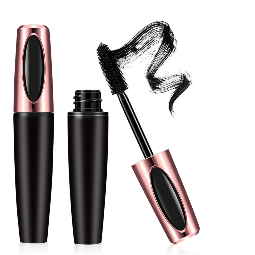 Black Waterproof 4D Silk Fiber Lash Mascara Smudgeproof Longlasting Volumizing Makeup
