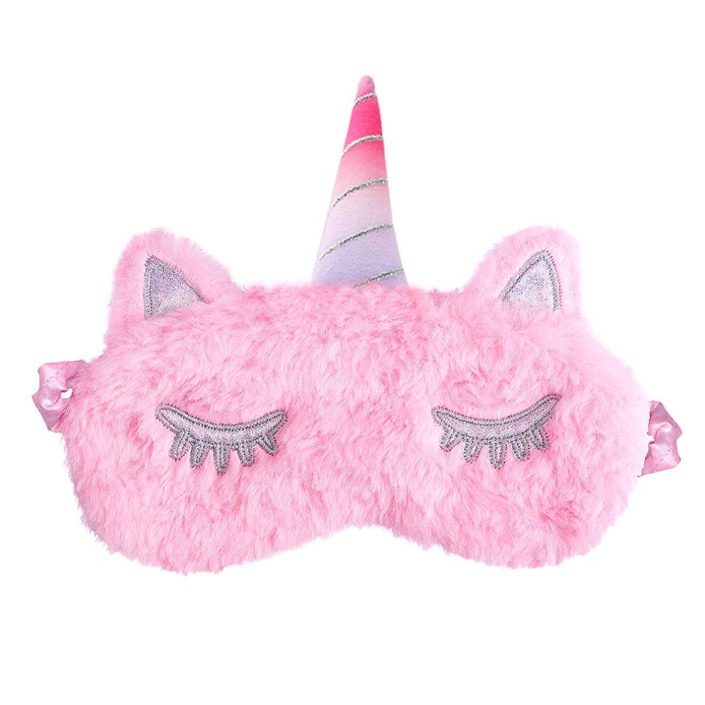 Light/Pink Unicorn Sleep Mask Blocking Soft Plush Eye Mask For Kids And Adults Travel Nap