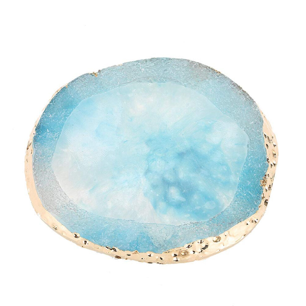 Golden/Blue Professional Nail Art Resin Mixing Palette With Elegant Rim For Makeup And Pigment Blending