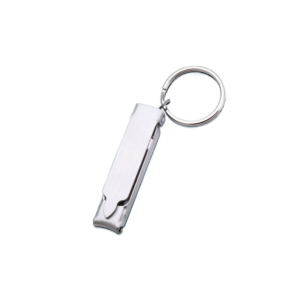Silver Nail Clippers Stainless Steel Ultrathin Foldable Cutter With Keychain For Travel And Grooming