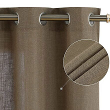 Cortinas com ilhós em mistura de linho natural texturizado para cozinha, sala de estar, quarto, estilo fazenda, 94 x 137 cm (37 x 54 polegadas), 2