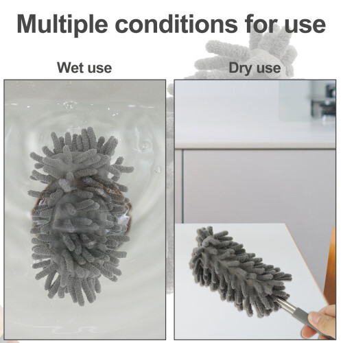 Espanador de microfibra extensível Wekvgz de 11 a 30 polegadas com 16 cabeças substituíveis, lavável e reutilizável, ideal para ventiladores de 2