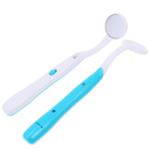2-delige set mondhygiëne-instrumenten en -apparatuur: spiegel met verlichting, gemaakt van ABS-glas.