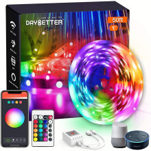 Stiall Soilse LED WiFi DAYBETTER, Rialú Gutha & Aip Tuya, Comhoiriúnach le Cúntóir Alexa/Google, Amadóir, Athrú Dath RGB do Sheomra Leapa,