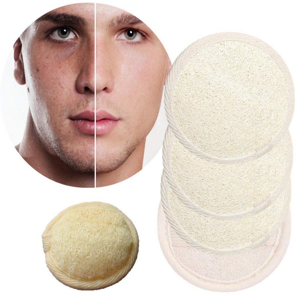 Facial Cleansing Sponge Set, Natural Loofah Face Scrubber Pads for Gentle Exfoliation and Makeup Removal, Reusable 4PCS