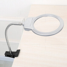 Forstørrelsesglass i ABS-plast med metallfinner, akryllinse, LED-lys, rustfritt stål, 2,5x (107 mm) og 5x (22 mm)