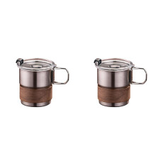 2 tazze da caffè pieghevoli da 280 ml in acciaio inossidabile, ideali per campeggio, campeggio, campeggio, con coperchio, a prova di perdite,