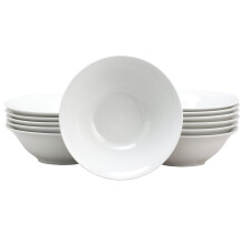 Gibson Home Noble Court 7 inch fijne keramische kommen in wit, 12-delige set