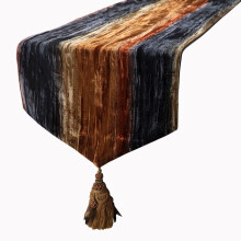 Runner da tavola di lusso in velluto stropicciato effetto sfumato, 35,5 x 162 cm, con nappe, elegante decorazione per matrimoni, design moderno fatto