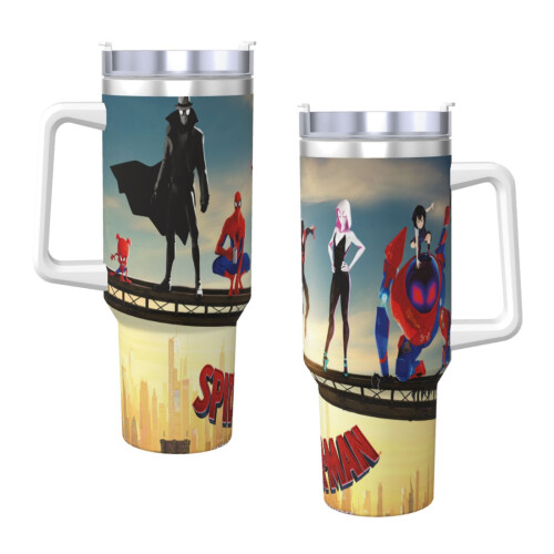 Spider-Man Ποτήρι 40oz με λαβή και καλαμάκι, αδιάβροχο, μονωμένο, με καπάκι και καλαμάκι,