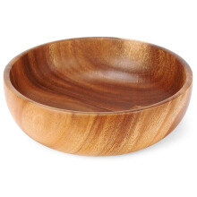 Tigela de madeira de 24 cm (9,5 polegadas), tigela grande de madeira para salada, frutas, legumes e decoração.