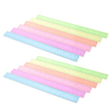 Réguas coloridas e transparentes, pacote com 12 unidades, em centímetros, macias, para material escolar infantil.