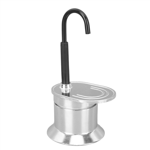 Ιταλική καφετιέρα Moka 50ML μονού σωλήνα από κράμα αλουμινίου, ασημί, με στόμιο και 1