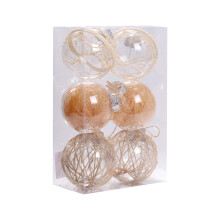 6 Pcs 8cm Clear Gold Christmas Ball Ornaments, Shatterproof Xmas Tree Decorations Set for Home Office Party Wedding Decor