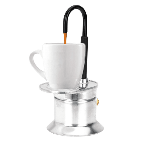Ιταλική καφετιέρα Moka 50ML μονού σωλήνα από κράμα αλουμινίου, ασημί, με στόμιο και 2