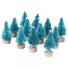 24 st/set mini julgranar konstgjorda julgranar flaskborstegranar sisalgranar med träbas för julfest heminredning