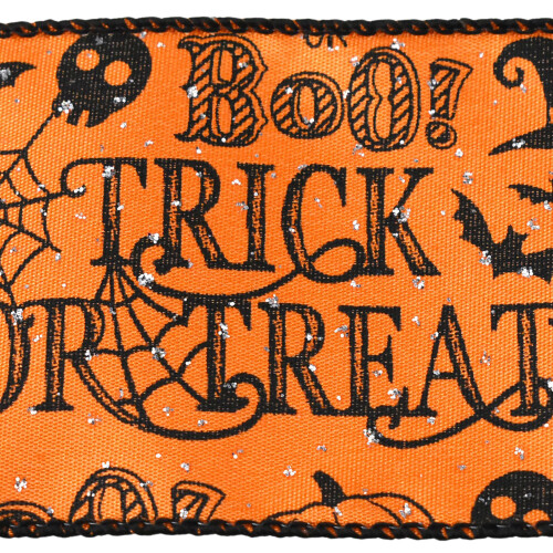 Κορδέλα με γκλίτερ σατέν για το Happy Halloween, πορτοκαλί, 2 1/2 ίντσες 1