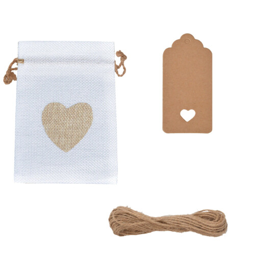 YiFudd25Pcs Σετ τσάντας Love Linen Κουτί δώρου γάμου Συσκευασία Αποθήκευση κοσμημάτων