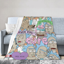 Blaincéad Óstáin Rick And Morty, Blaincéad Anime don Leaba, Blaincéad Tolg, Blaincéad Lomra Ultra-bhog don Seomra Maireachtála, 60X50 Orlach