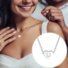 Collane con ciondoli per donna26Iniziale a forma di cuore Alfabeto A Z26Iniziale dell'alfabeto Collana in argento Regalo per la festa della mamma e
