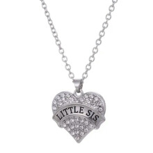 Collana con ciondolo "Big Sis Little Sis" in cristallo trasparente RSAMD per donne, ragazze e sorelle.