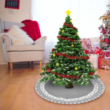 FloHua Weihnachtsdeko fürs Wohnzimmer: Roter und grauer Baumrock, Hirschmotiv, Schneeflocken-Fußmatte für die Feiertage und Silvesterparty,