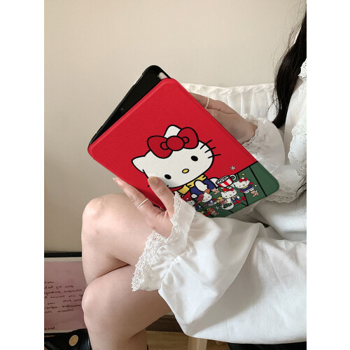 Χαριτωμένο Hello Kitty με κινούμενα σχέδια, συμβατό με iPad10, προστατευτικό κάλυμμα pro2024, 2