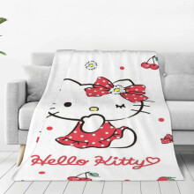 Hello Kitty Decke, leicht, kuschelig, aus superweichem Flanell-Fleece und Mikrofaser, ideal für Reisen und alle Jahreszeiten, für Erwachsene und