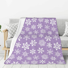 Christmas Snowflake Purple Fleece Blanket 50x40 Inch, Ultra Soft Warm Throw for Home Bed Sofa Couch Chair, Outdoor Travel Camping, All Season