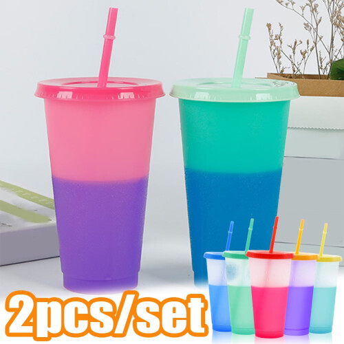 Vnanda2Packs 720ml Κύπελλα που αλλάζουν χρώμα, Επαναχρησιμοποιήσιμα ποτήρια κρύων ποτών