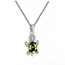 Collana con ciondolo a forma di tartaruga in stile cartone animato, strass, piccola tartaruga marina con cristalli di zirconi, gioiello a forma di