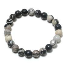 Bracelete ajustável feito à mão com pedra preciosa Jaspe Zebra Natural.