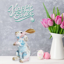 WinysinBunny Figurine Ornáid Coinín Bronntanais Chruthaitheach Ceardaíocht don Seomra Maireachtála