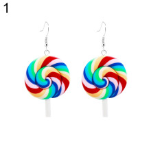 Pendientes colgantes de gancho con forma de piruleta arcoíris de AYYUFE, joyería para mujer, regalo para fiestas, aleación, arcilla suave,