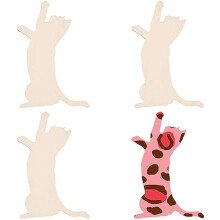 4 sagome di gatto in legno non rifinito da 5,8 x 4,3 pollici, fette vuote non tinte per lavori fai da te, decorazioni murali, ciondoli