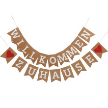 Banner de boas-vindas com letras alemãs, estilo rústico.