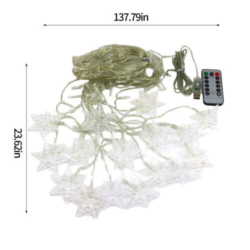 Hiroekza16-Snowflake80LED11,5ft Χριστουγεννιάτικα Κουρτινόξυλα, Συμβατά με Διακόσμηση για 2