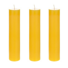 Lang brandende, loodvrije - 3 stuks 5 x 23 cm handgegoten pilaarkaarsen met citronellageur